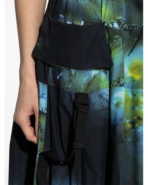 Y-3 Green Printed Maxi Skirt