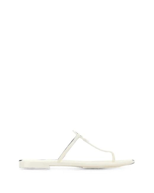Tory Burch White Leather Mini Miller Thong Slippers