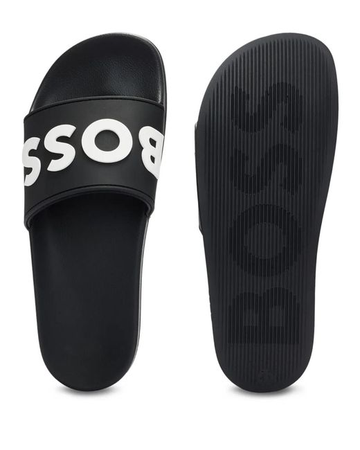 Boss Black Logo-Emed Open-Toe Slides for men