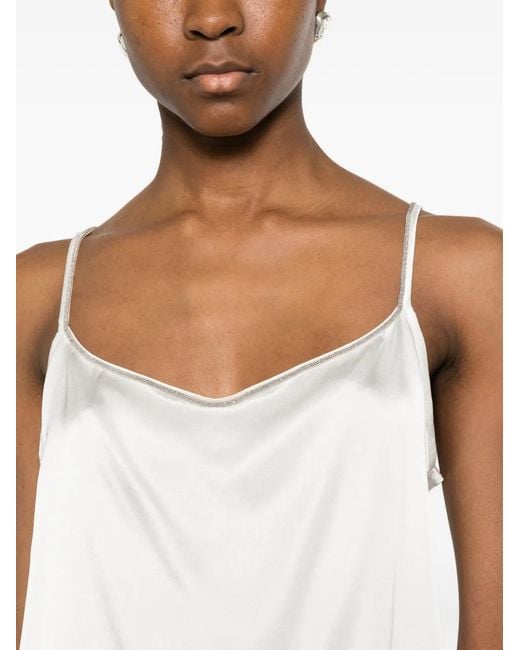 Panicale White Beaded-Strap Top
