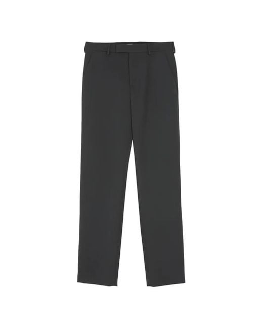 Rier Gray Tourbe Rustic Fitted Virgin-Wool Trousers for men
