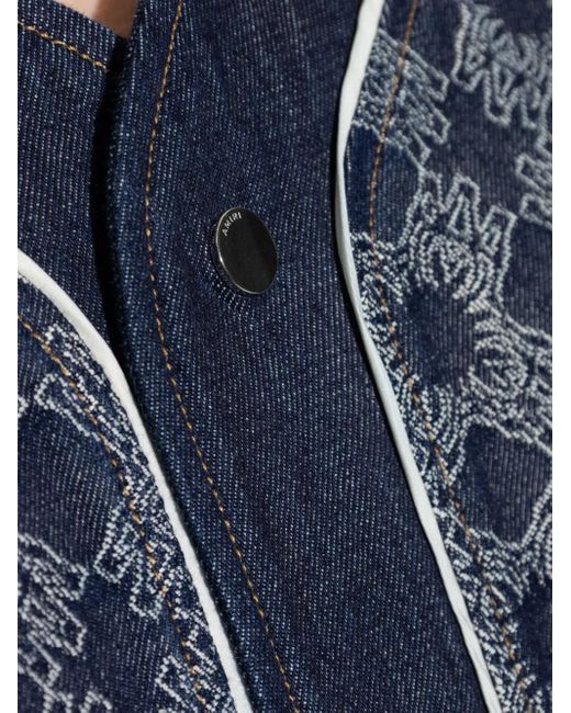 メンズ Amiri Geometric-print Short-sleeve Shirt Blue