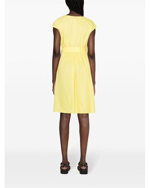 Woolrich Yellow Popeline-Kleid mit V-Ausschnitt