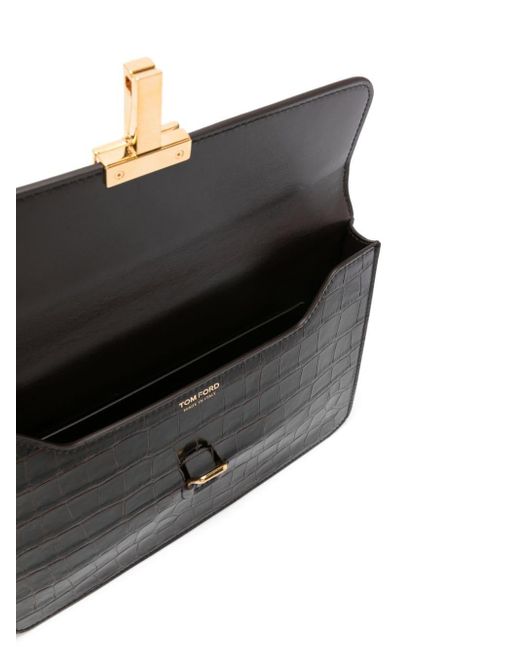 Tom Ford Black T Pin Leather Clutch Bag for men