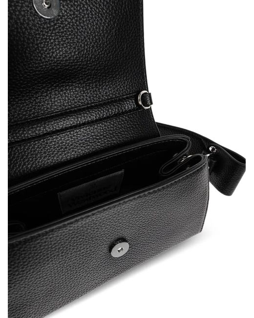 Vivienne Westwood Black Debossed-Orb Chain-Strap Shoulder Bag