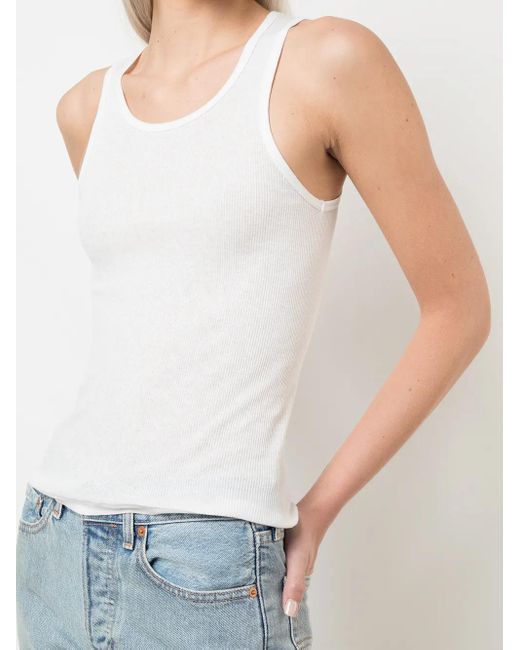Wardrobe NYC Geribbelde Tanktop in het White