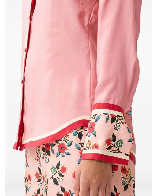 Camilla Pink Floral-Print Silk Shirt