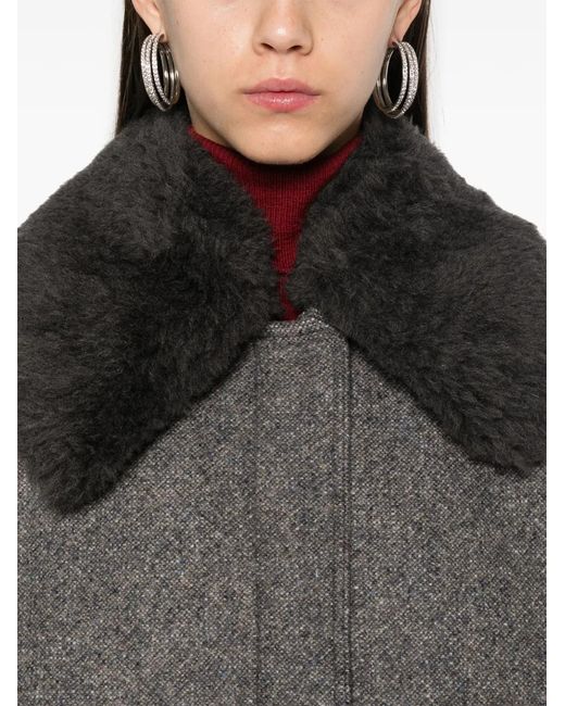 Stella McCartney Gray Spread-Collar Wool-Blend Textured Coat