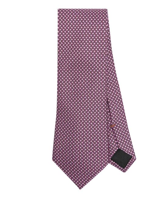 Zegna Purple Geometric-jacquard Silk Tie for men