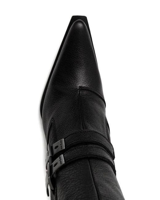 New Rock Black Buckle-Detail Boots