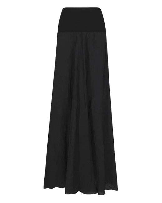 Johanna Ortiz Black Pleated Elastic-Waist Skirt