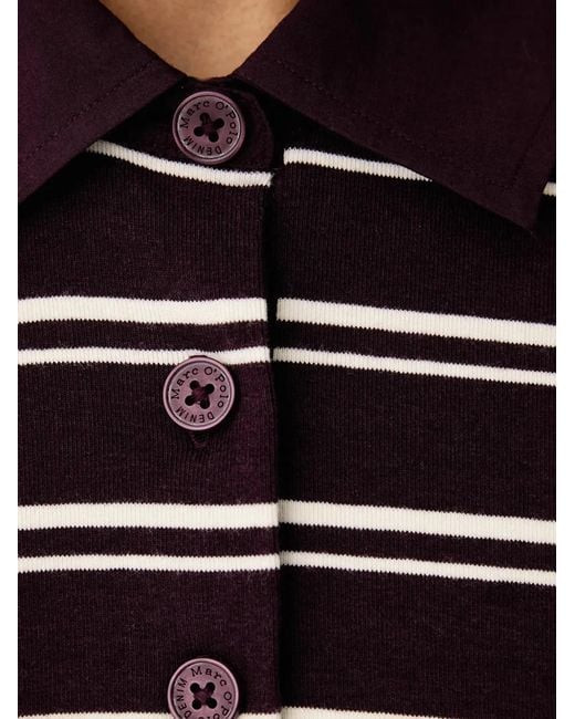 Marc O' Polo Black Striped Long-Sleeve Polo Shirt