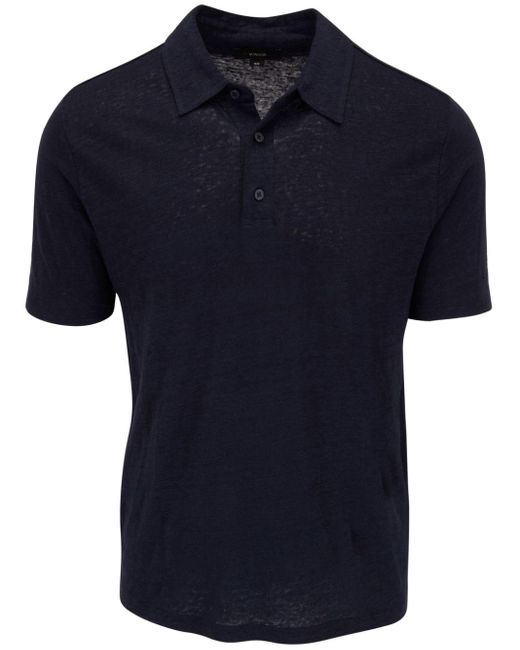 Vince Blue Short-sleeve Linen Polo Shirt for men