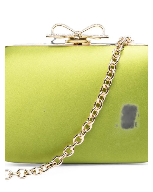 Self-Portrait Green Bow-Detail Clutch Bag