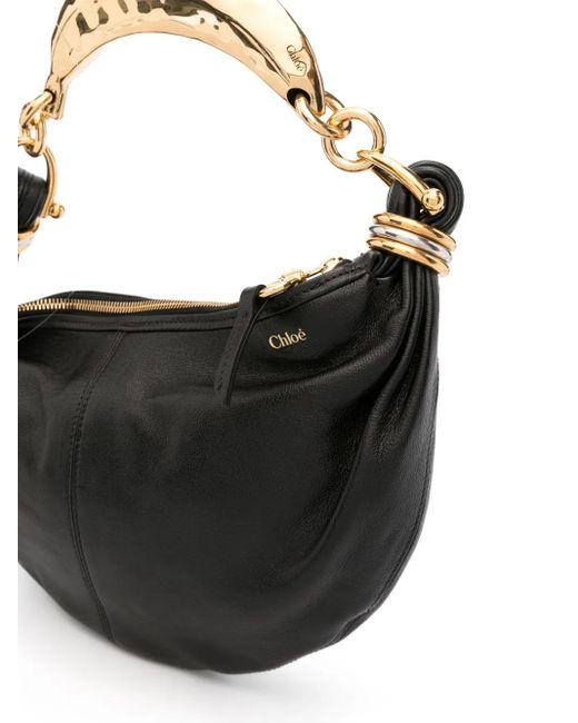 Chloé Black Calf Leather Hobo Shoulder Bag