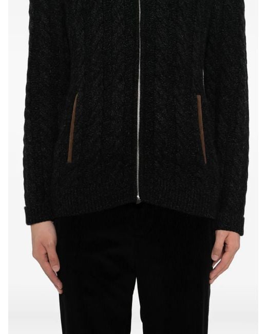 N.Peal Cashmere Black Richmond Cardigan for men
