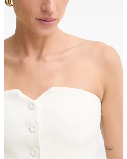 Morgan White Strapless Button-Up Blouse