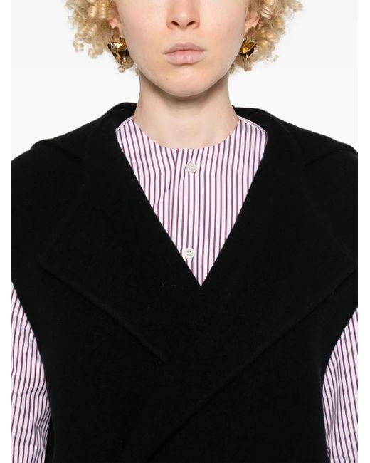 Fabiana Filippi Black Double-Breasted Virgin Wool Gilet