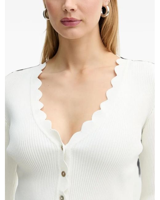 Silvian Heach White Rauen Scalloped Cardigan