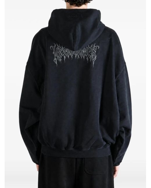 Vetements Blue Graphic-Print Drawstring Hoodie for men