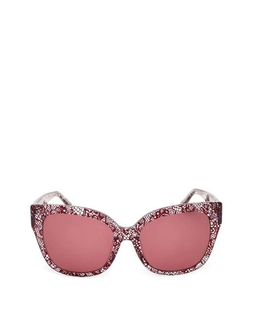 Bebe Pink Lace-Print Rectangle-Frame Sunglasses