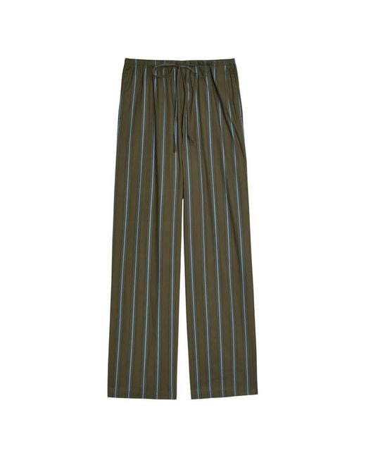 Staud Green Drawstring Striped Trousers