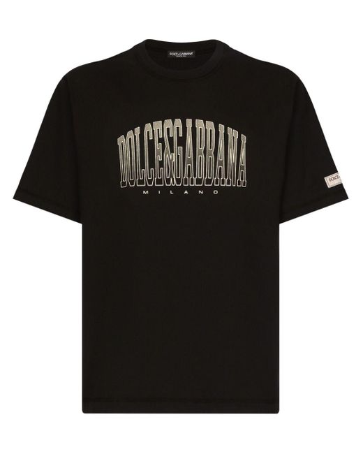 Dolce & Gabbana Black Logo-print Cotton T-shirt for men