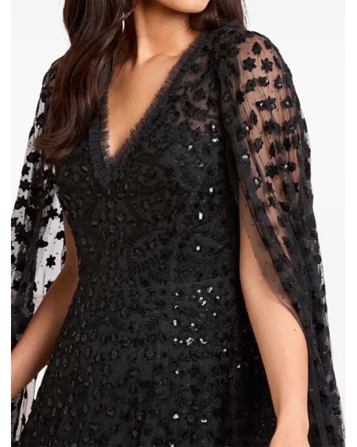 Needle & Thread Black Embroidered-Flowers Maxi Dress