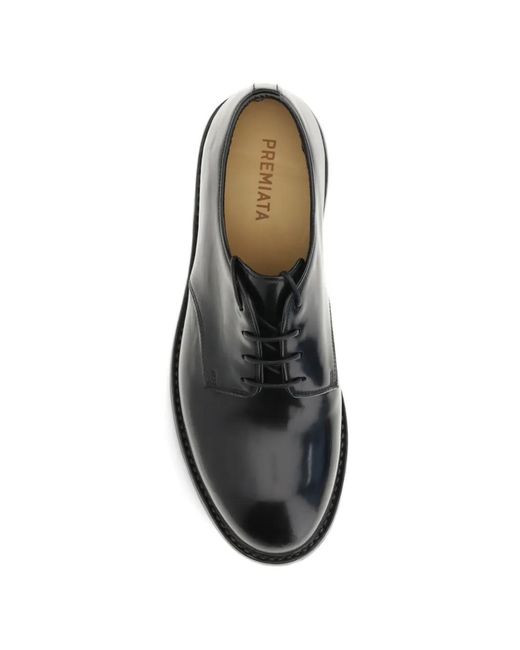 Premiata Black Polished-Finish Derby Shoes for men
