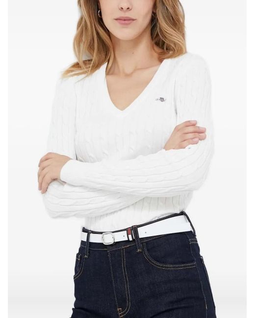 Jersey con cuello en V Gant de color White