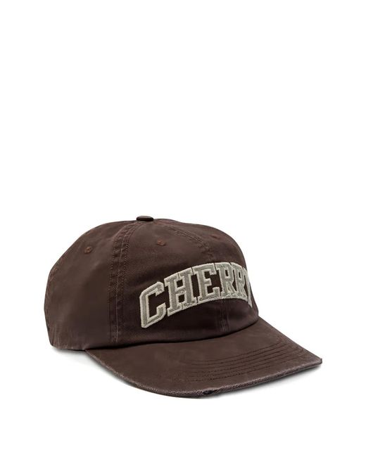 CHERRY LA Brown Embroidered Baseball Cap for men