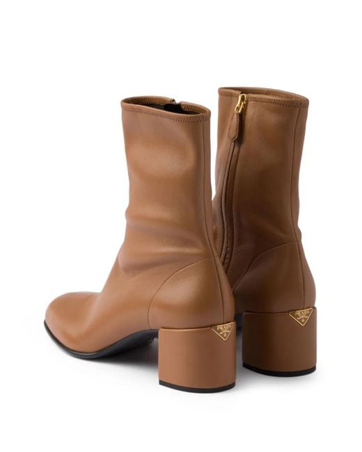 Prada Brown 55Mm Zip-Up Block-Heel Boots