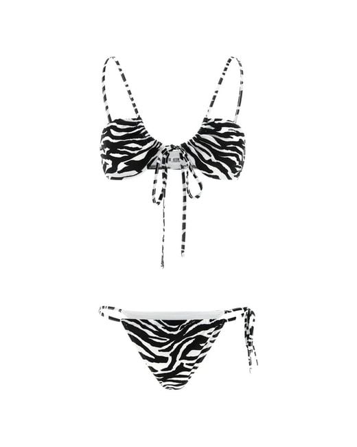 The Attico White Animal-Print Bikini Set