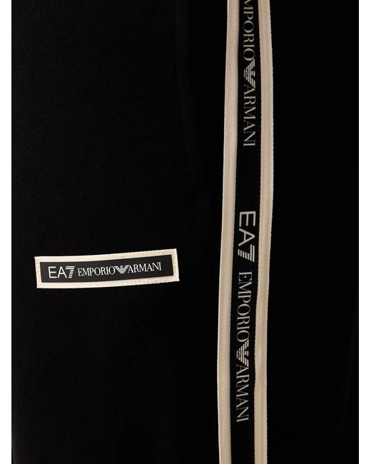 EA7 Black Logo-Patch Track Pants for men