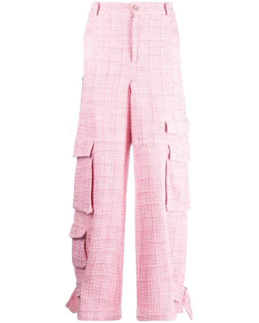Gcds Pink Ultracargo Tweed Wide-Leg Trousers for men