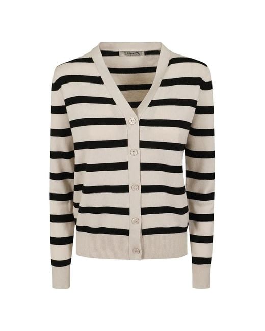 Max Mara Black Cardigan Rayé À Col V
