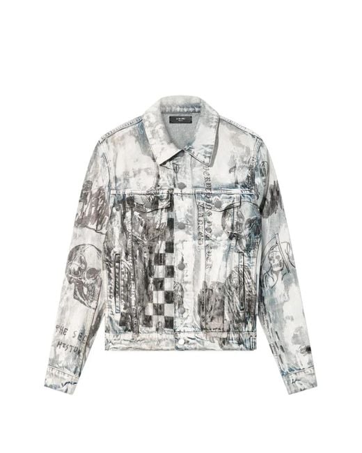 Amiri White Wes Lang Sketch-Print Denim Jacket for men