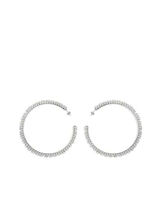 Area White Large Crystal-Embellished Hoop Earrings