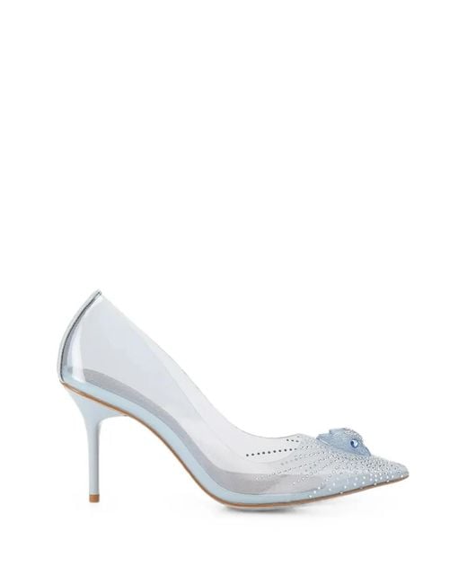 Kurt Geiger White Crystal-Embellished Eagle Pumps
