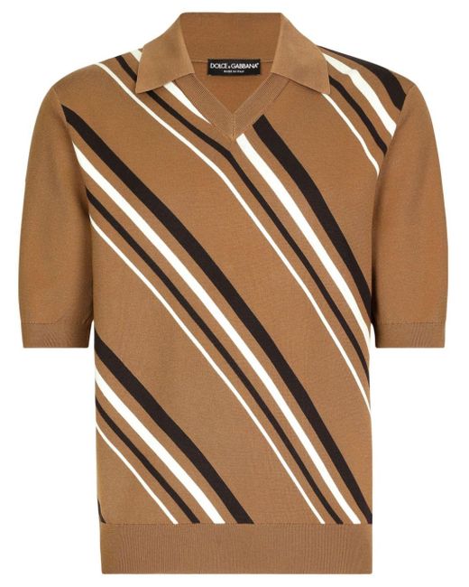 Dolce & Gabbana Gestreept Poloshirt in het Brown voor heren