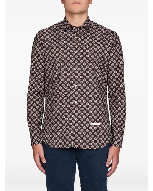 Tintoria Mattei 954 Gray Geometric-Print Shirt for men