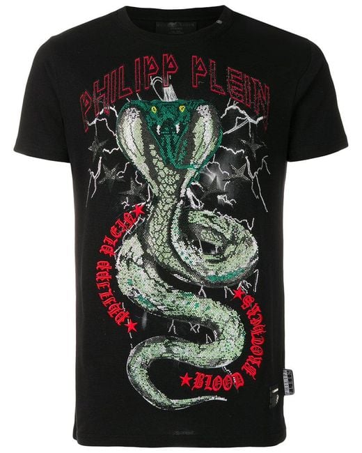 Philipp Plein Black Cobra T-shirt for men