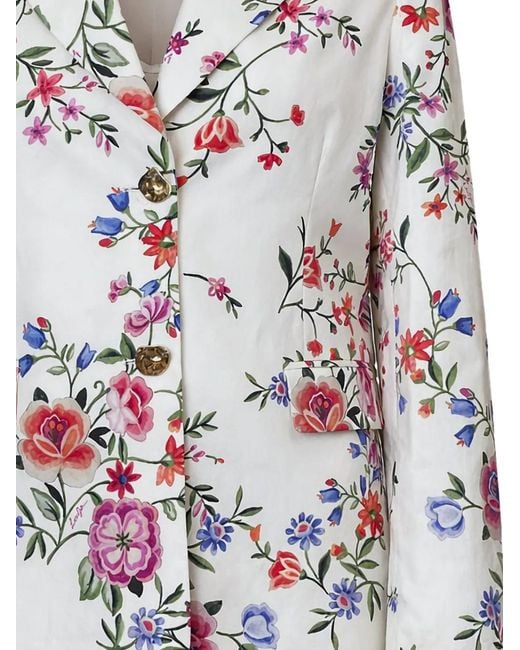 Liu Jo White Floral Button Blazer