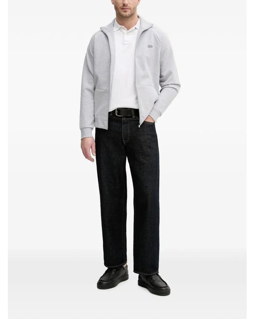 Lacoste Gray Logo-Patch Zip-Up Sweater for men