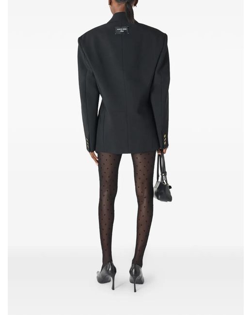 MARINE SERRE Black Tailored Wool Serge-Buttons Jacket