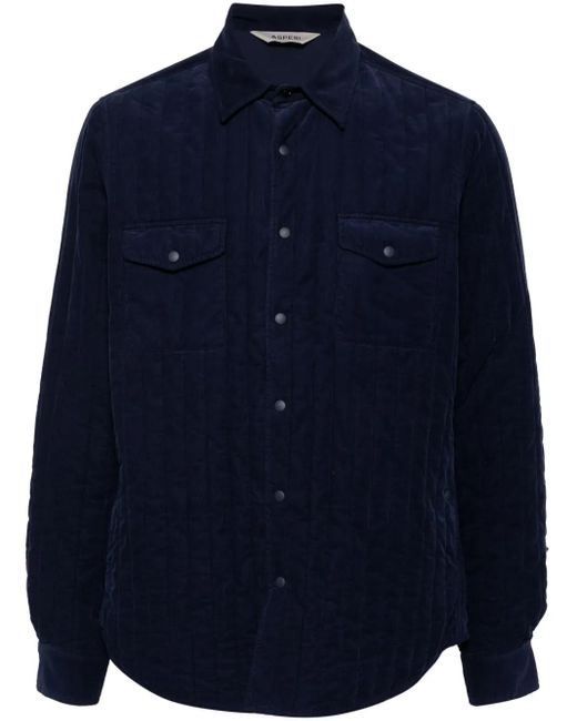 Aspesi Blue Padded Velvet Shirt Jacket for men