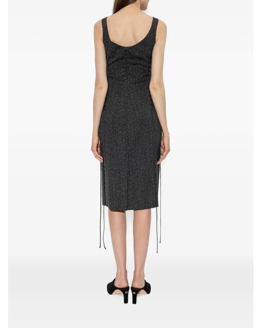 McQueen Black Lace-Up Scoop-Neck Midi Dress