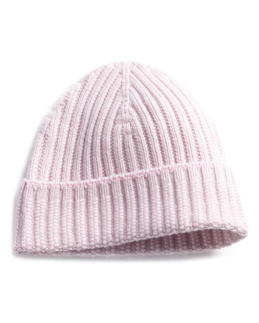 Barrie Pink Ribbed-knit Cashmere Beanie