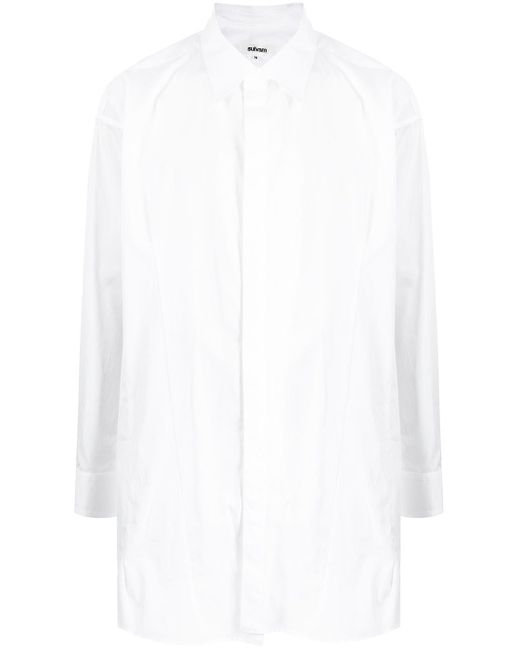 Sulvam Cotton Curved Hem Oversized Shirt in White for Men | Lyst UK