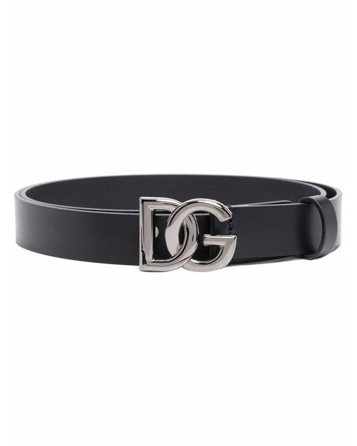 Dolce & Gabbana Black Crossed Dg Logo Buckle Belt for men